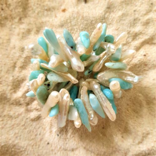 Larimar und Süsswassersplitter kombiniert