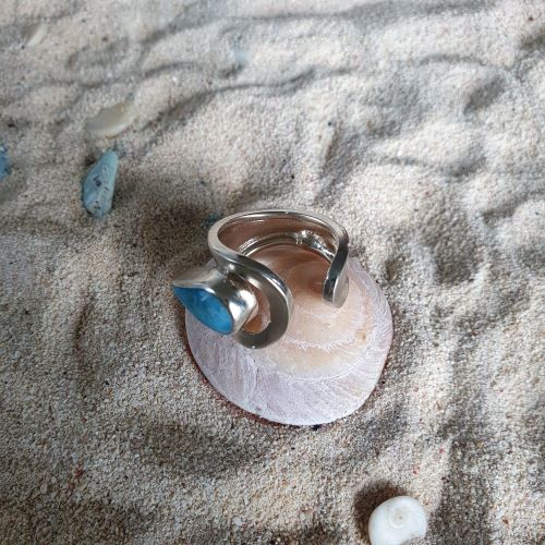 Larimar Ring in Pfeilform, verstellbar -VERKAUFT-