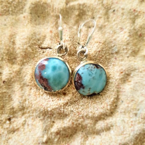 Larimar Art Ohrhänger, rund