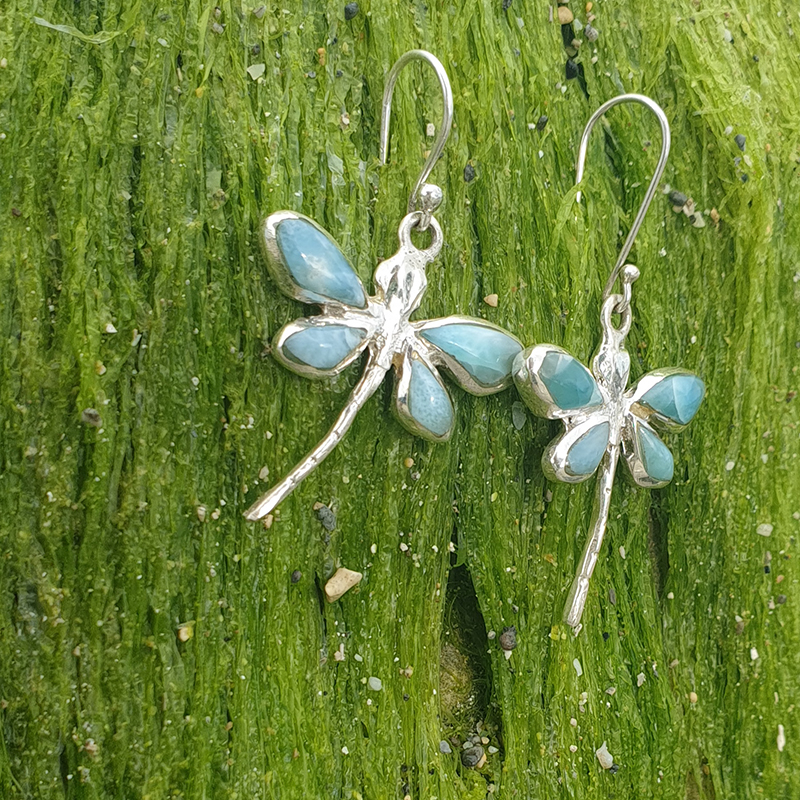 Larimar-Ohrhänger Libelle - VERKAUFT -