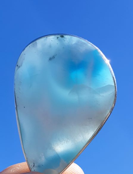 Larimar Anhänger "der mit dem Auge" ,  beidseitig tragbar -VERKAUFT-