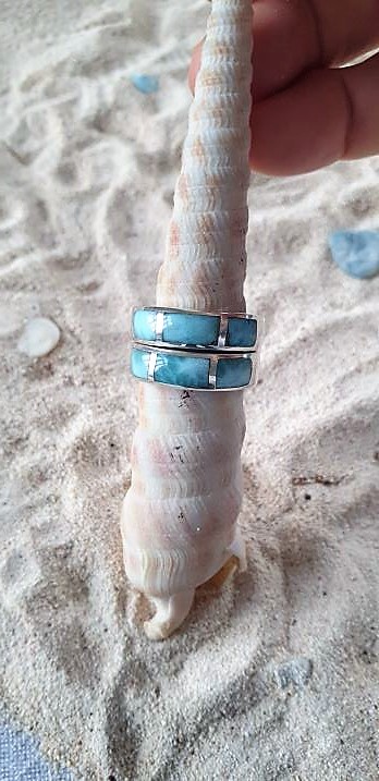 Larimar Ring mit 3 Inlays - VERKAUFT -