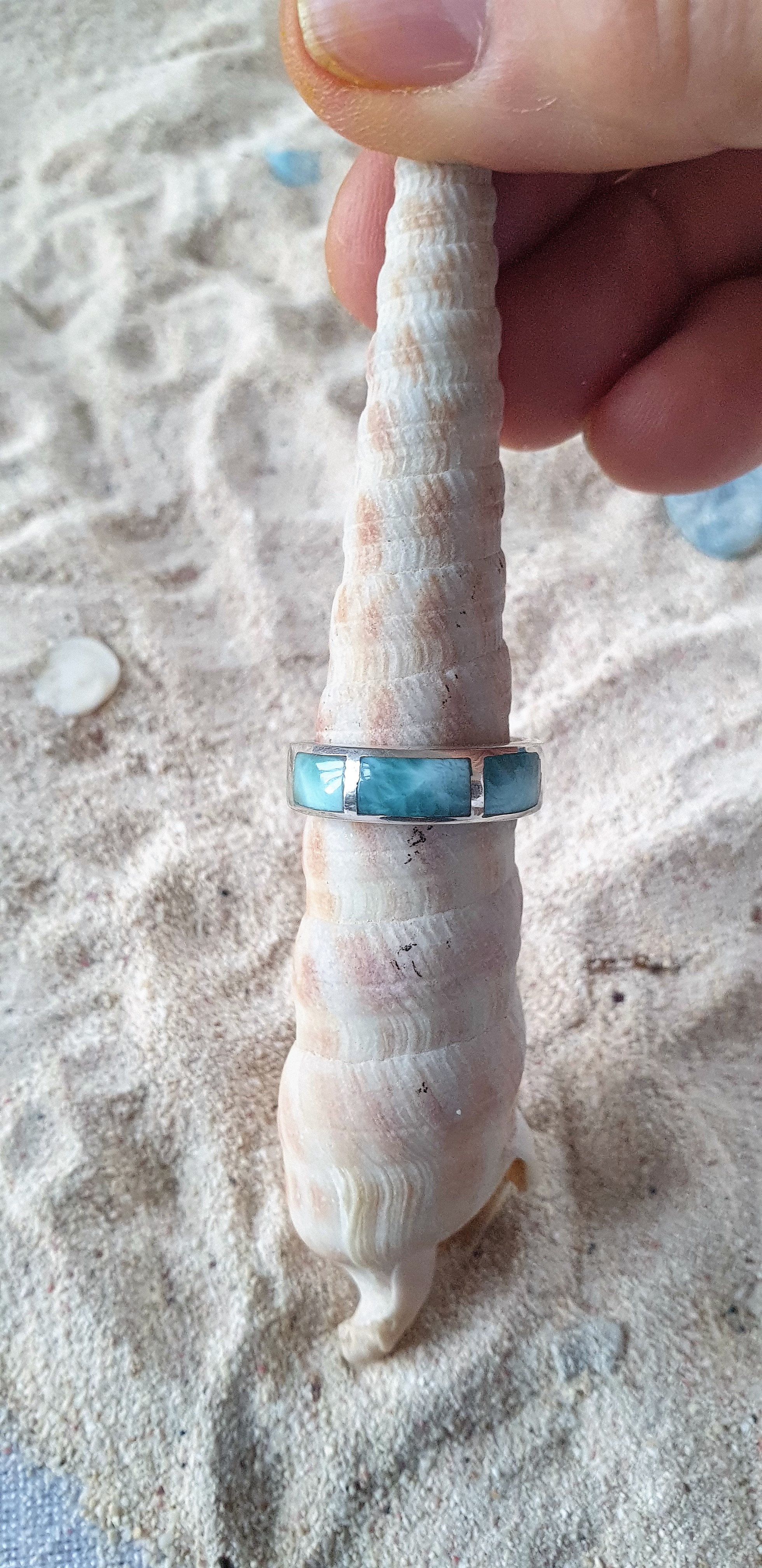 Larimar Ring mit 3 Inlays - VERKAUFT -