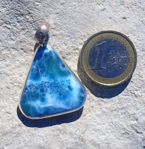 Larimar Anhänger, dreieckige Form, beidseitig tragbar -VERKAUFT-
