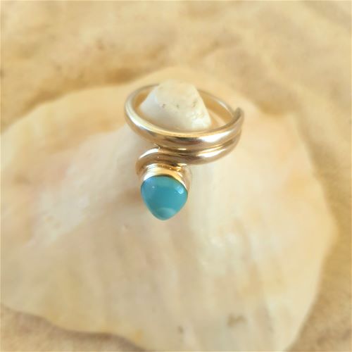 Larimar Ring als Schlange geformt 