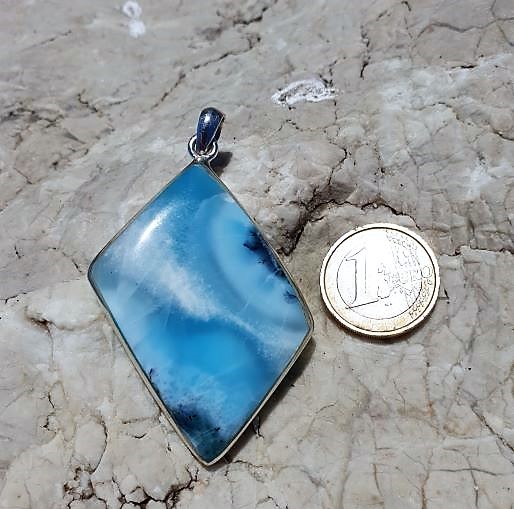 Großer Larimar Anhänger,  beidseitig tragbar