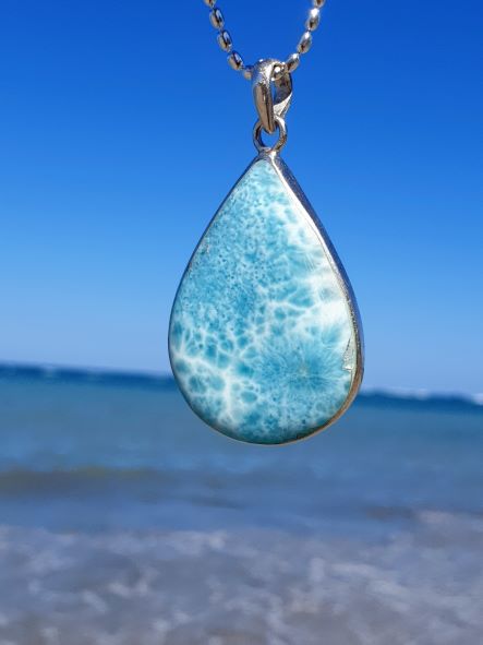 Larimar Anhänger, beidseitig tragbar -VERKAUFT -