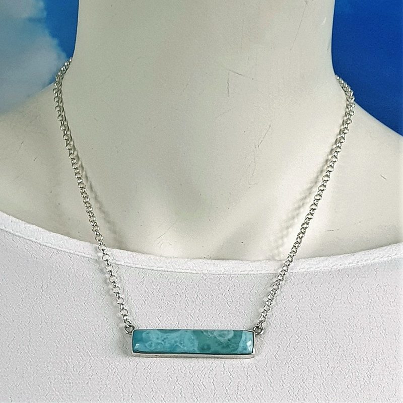 Unikat: Larimar Collier, rechteckig  