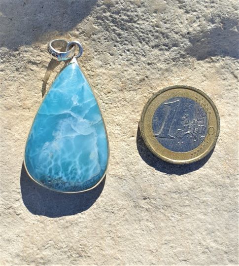 Larimar Anhänger, "grünlich schimmernd", beidseitig tragbar -VERKAUFT_