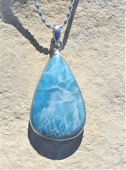 Larimar Anhänger, "grünlich schimmernd", beidseitig tragbar -VERKAUFT_