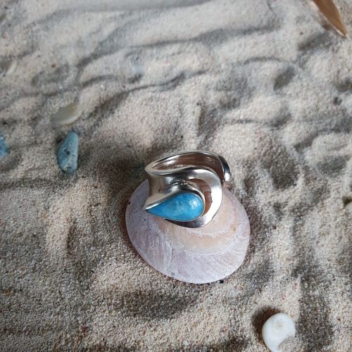 Larimar Ring in Pfeilform, verstellbar -VERKAUFT-