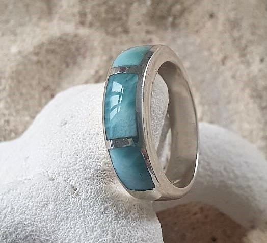 Larimar Ring mit 3 Inlays - VERKAUFT -