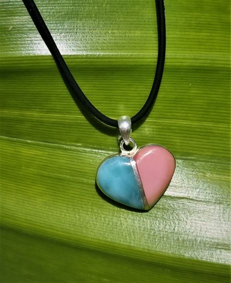 Larimar-Anhänger herzförmig blau/rosa