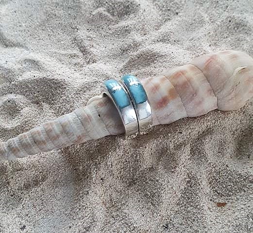 Larimar Ring mit 3 Inlays - VERKAUFT -