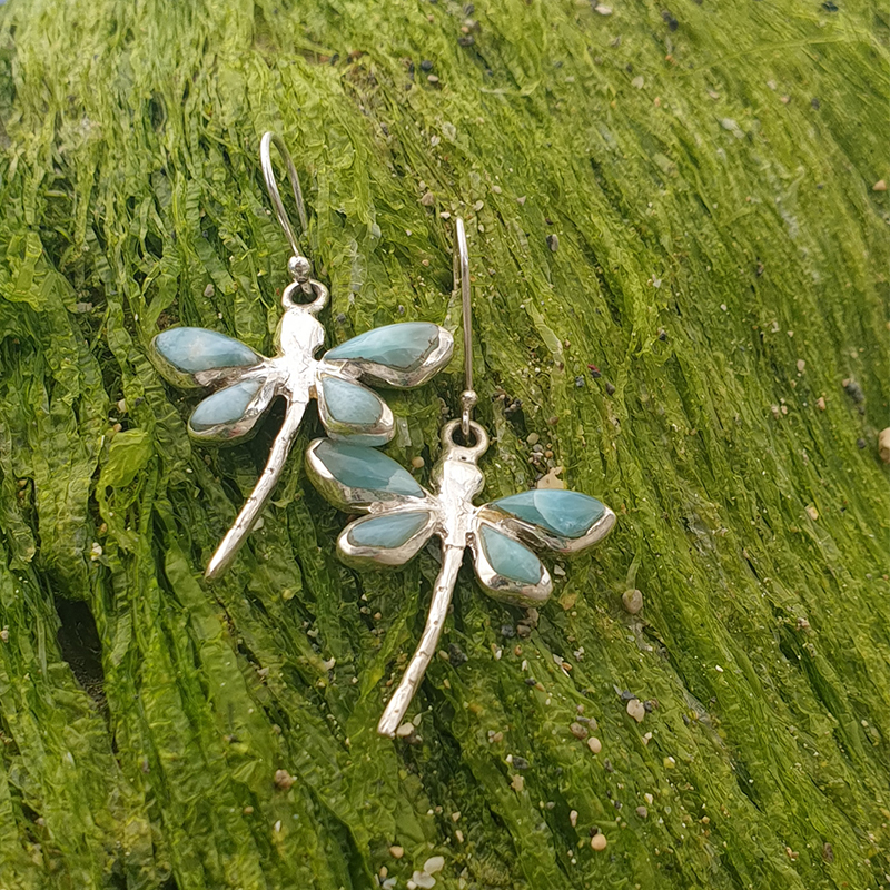 Larimar-Ohrhänger Libelle - VERKAUFT -