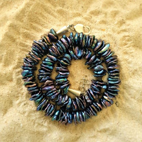 Unikat: Grauviolettes Süßwassersplitter-Kette, verstellbar