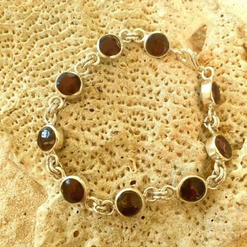 Wechsel- oder Happy Hour Armband Larimar/Bernstein, Larimar/Muschel, Larimar/Gagat