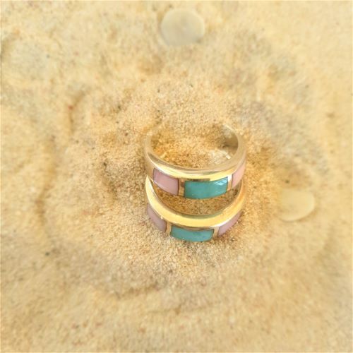Larimar-Ring mit Muschel-Königin  - VERKAUFT -