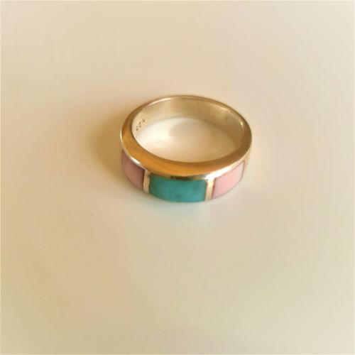 Larimar-Ring mit Muschel-Königin  - VERKAUFT -