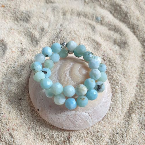WOW: Larimar-Ring , facettiert und elastisch