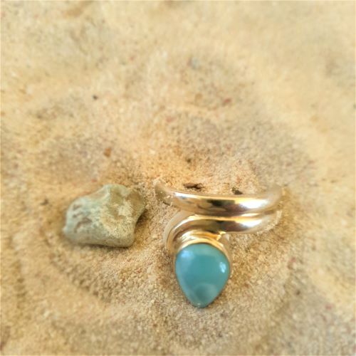 Larimar Ring als Schlange geformt 