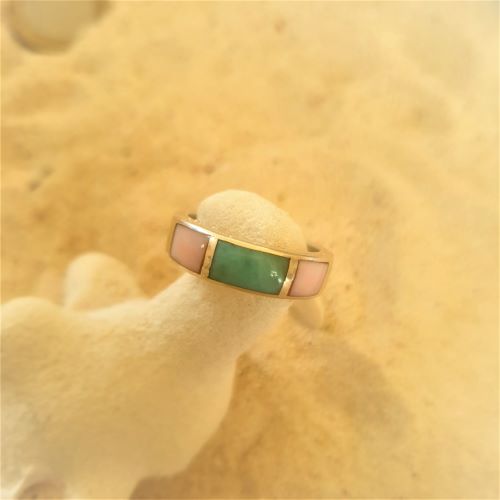 Larimar-Ring mit Muschel-Königin  - VERKAUFT -