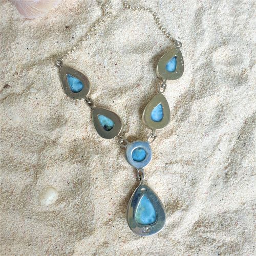 Wunderschönes Larimar-Collier mit 6 Steinen -VERKAUFT -  