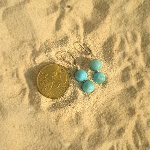 Larimar-Ohrhänger mit 2 Kugeln