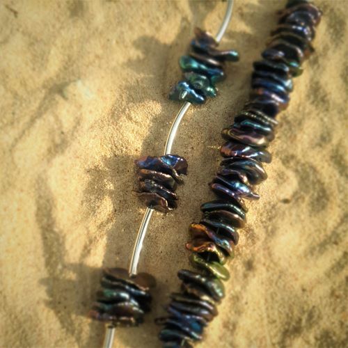 Selten: Grauviolettes Süßwassersplitter-Armband 