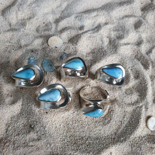 Larimar Ring in Pfeilform, verstellbar -VERKAUFT-