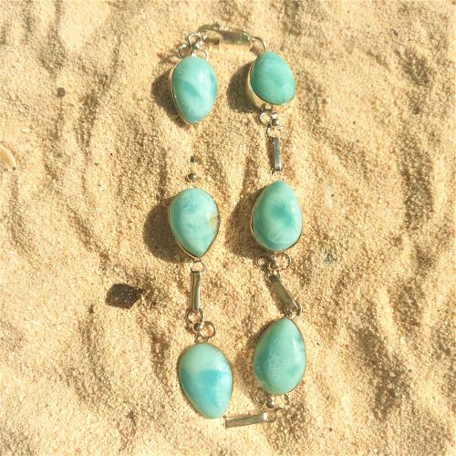 Larimar-Armband Tropfenform 