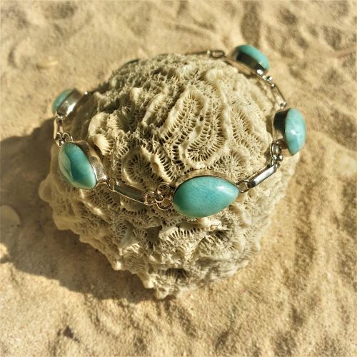 Larimar-Armband Tropfenform 