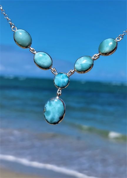 Wunderschönes Larimar-Collier mit 6 Steinen -VERKAUFT -  