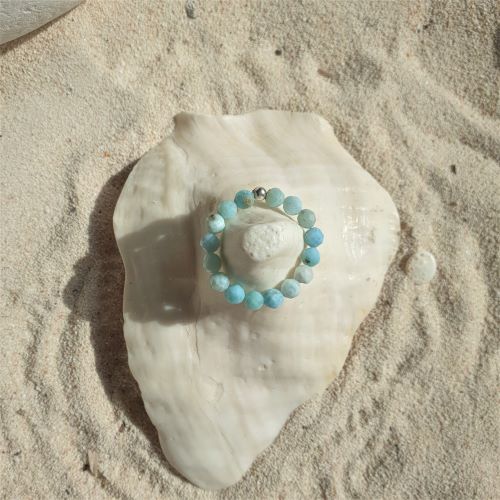 WOW: Larimar-Ring , facettiert und elastisch