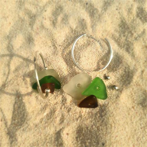Creolen mit buntem Seeglas 