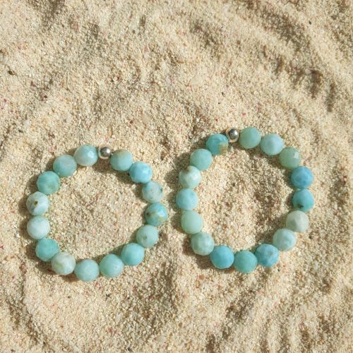 WOW: Larimar-Ring , facettiert und elastisch