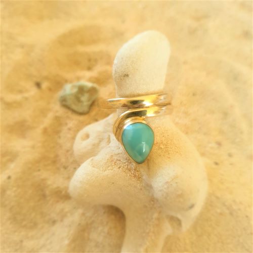 Larimar Ring als Schlange geformt 