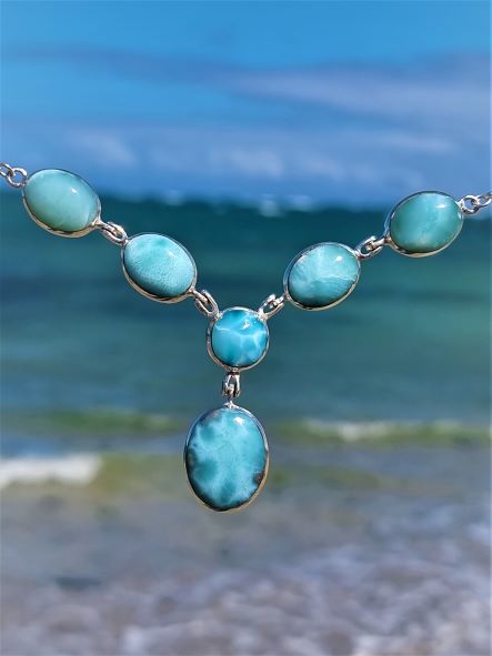 Wunderschönes Larimar-Collier mit 6 Steinen -VERKAUFT -  