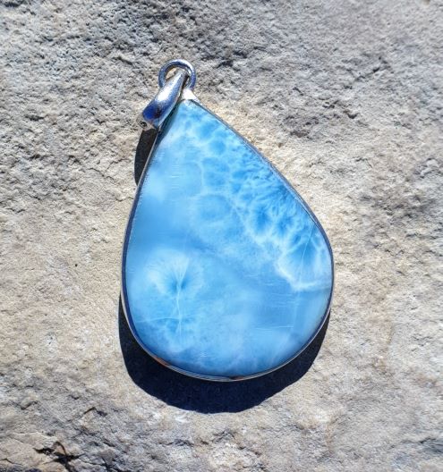 Larimar Anhänger, beidseitig tragbar -VERKAUFT -