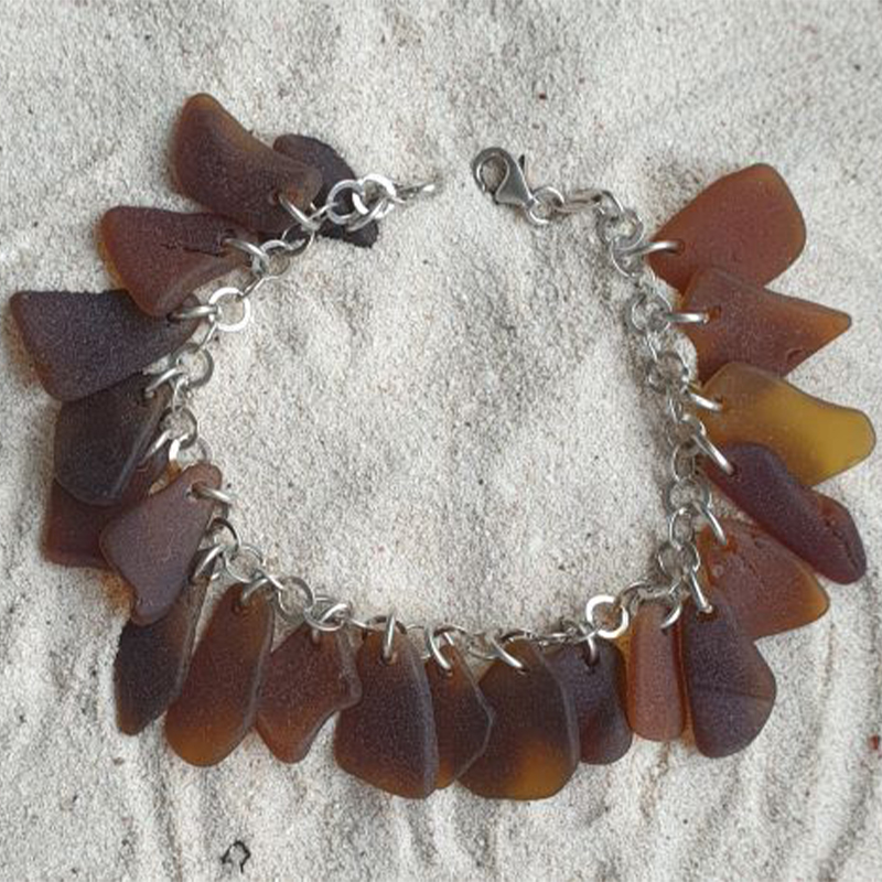 Seeglas Armband, braun