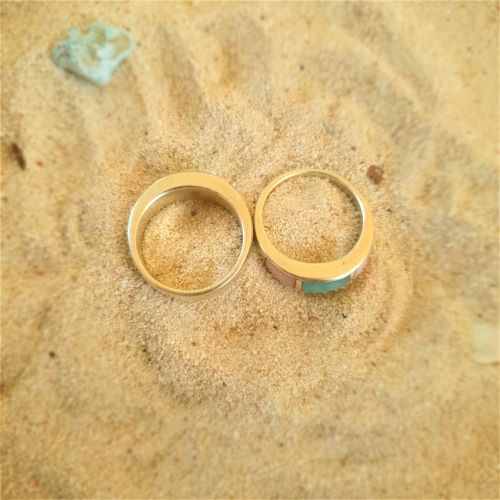Larimar-Ring mit Muschel-Königin  - VERKAUFT -